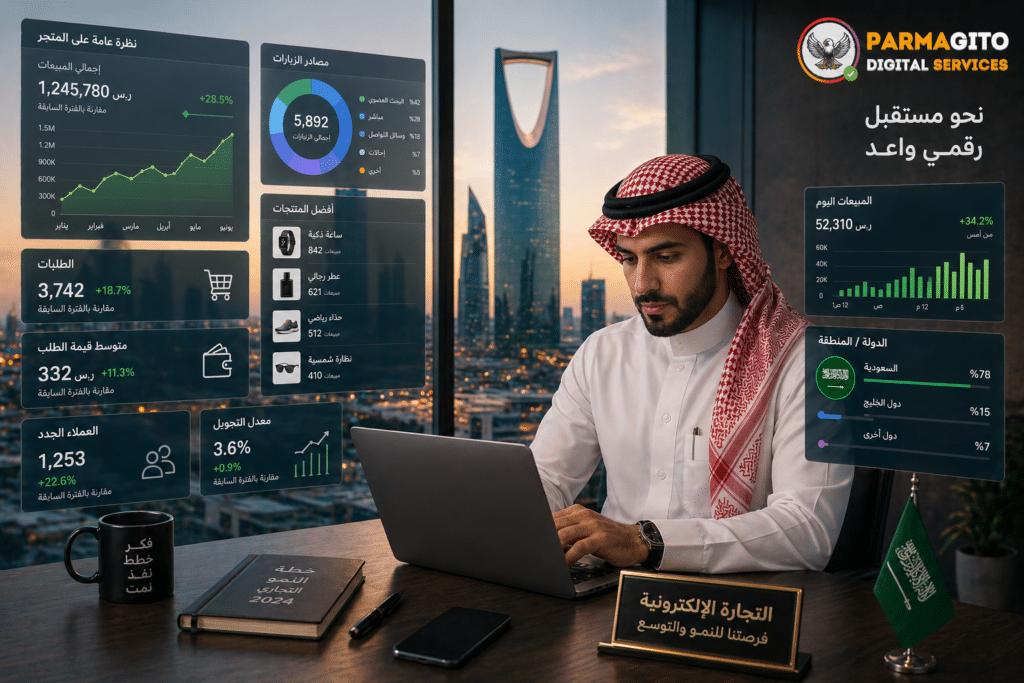 رائد أعمال سعودي يدير متجر إلكتروني